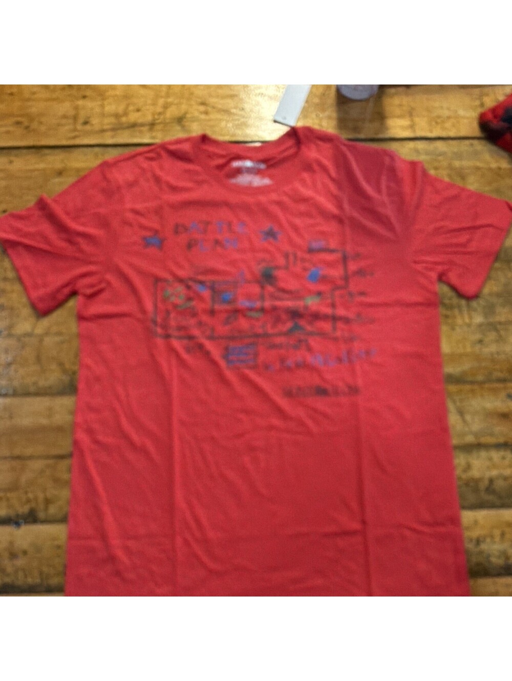 Home Alone Movie "Battle Plan by Kevin McCallister" Graphic Red T-Shirt Tee sz M